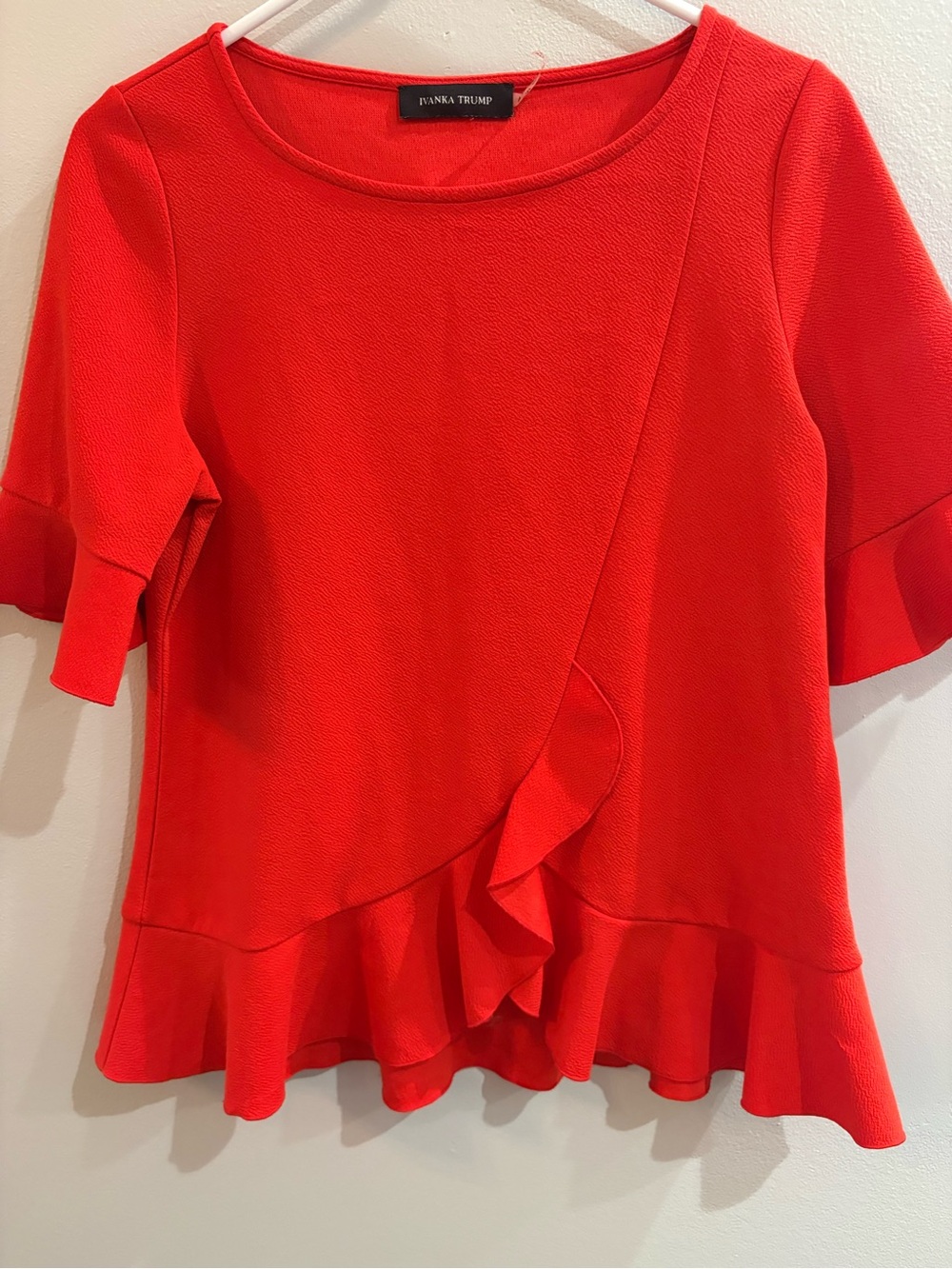 Ivanka Trump Red Ruffle Short-Sleeve Top Size Medium
